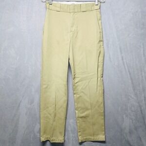 Dickies Khaki Straight Leg Work Pants Tan Flat Front Chino Men Size 26x27
